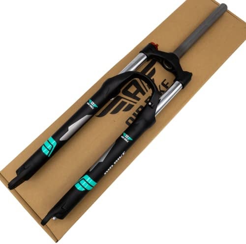 Air Bike 29 Inch Coil Fork Mountain Bike Suspension Fork, 100mm Travel & Rebound 1 1/8 inch Threadless Straight Steerer, Disc Brake Compatible, Mechanical Lockout System, Black
