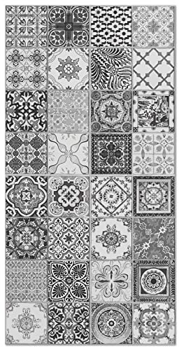 Panorama Tapis Vinyle - Modèle Carreaux Ciments Nijar Gris 300x200 cm - Différentes Tailles - Deco Maison, Cuisine, Chambre et Exterieur