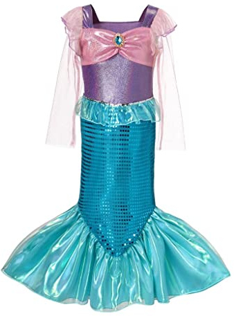 Lito Angels Deguisement Robe Sirene Princesse Ariel pour Enfant Fille Taille 3-4 ans, Violet Bleu (étiquette en tissu 100)