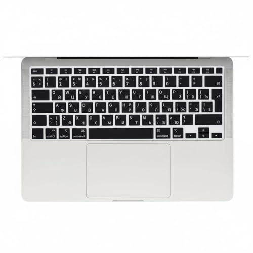 XHLWZR EU UK Russian Keyboard Cover for MacBook Air 13 A2179 A2337 M1,Black | Silicone Protector 2020 Release Model with Touch ID,Perfect Fit,Ultra-thin,Dustproof,Durable,Keyboard Accessories