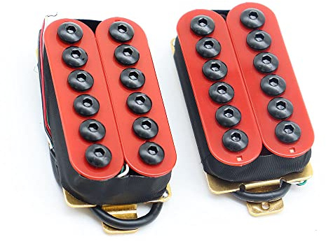 XIYANGJUAN Humbucker-Tonabnehmer im Invader-Stil, Keramik, Magnet-Hals- und Steg-Tonabnehmer für E-Gitarrenteile, Rot
