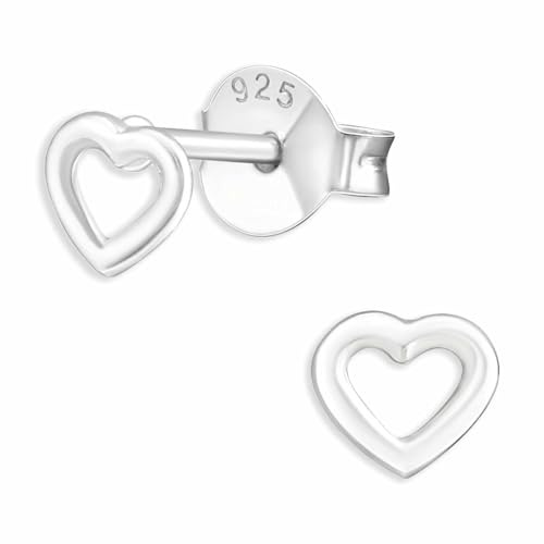 Monkimau Herz Ohrstecker Ohrringe aus 925 Silber Schmuck Silberohrringe Medizinisch für Kinder Mädchen Damen Frauen
