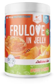 ALLNUTRITION Frulove In Jelly Apricot & Orange - Zuckerfreie Marmelade - Marmelade ohne Zucker - 80% Jelly Fruit Kalorienarme Süßigkeiten - Fruchtaufstrich ohne Zucker - Brotaufstrich Vegan - 1000g
