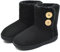 KuaiLu Hohe Hausschuhe Boots Damen Winter Fell Gefütterte Hausstiefel Frauen Warme Flauschige Plüsch Hüttenschuhe Kuschel Geschlossen Hausschuhe Stiefel Hausboots Kuschelhaussschuhe Schwarz 42-43 EU