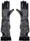 Mrotrida Women's Pearls Tulle Bridal Gloves Wedding Sheer Mesh Long Gloves Black, Black