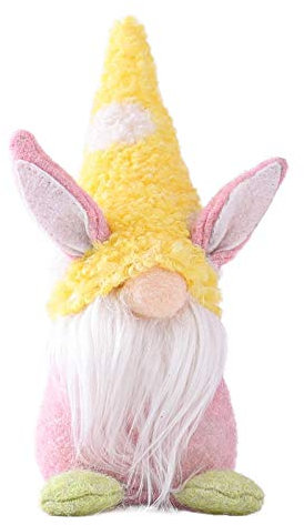 NCQiFei Ostern Deko Wichtel Handgemachte, Plüsch Osterhasen Zwerg, Frühlingdeko Handgemachte Osterpuppe Geschenke Osternschmuck, Hase Deko Tischdekoration, Decorations Innen Draußen (3-gelb)