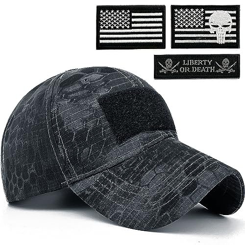 Loneshark Baseballmütze für Herren, Camouflage, mit amerikanischer Flagge, USA-Aufnäher, patriotische Kappe, US-Armee, Militär, OCP, Python-bw, Einheitsgröße