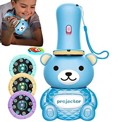 Ailopta Flashlights Kids - Flashlight Bear Projector - Light Projector Toy with 24 Patterns Flashlight Educational Learning Bedtime Night Light for Kids