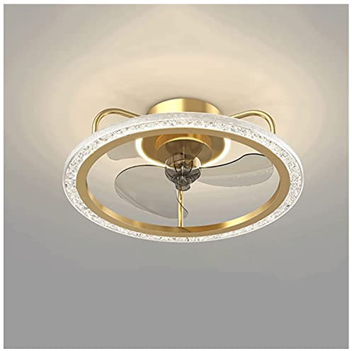 OLOTU Ceiling Lamp Children's Room Ceiling Fan Light, Reversible Blades Brass Inverter Motor 6 Speed Ceiling Fan, 40W LED Diameter Chandelier Illumination