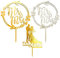 3 Stück Hochzeitstorten-Dekoration, Holz-Kucheneinsätze, Hochzeitstorten-Einsätze, Acryl-Kucheneinsätze, geeignet für Paar-Verlobung, neue Paar-Hochzeit, Hochzeitstag (Gold, Log-Farbe)