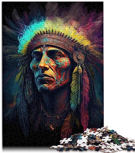 Puzzles für Erwachsene, Indianer für Erwachsene, 1000-teilige Puzzles, Holzpuzzle für Erwachsene und Kinder ab 12 Jahren, pädagogische Herausforderung, Größe: 50x75 cm