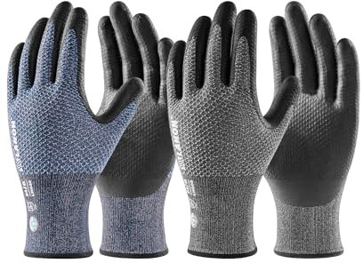 LANON Gartenhandschuhe für Damen Herren, 2 Paar Nitrile Arbeitshandschuhe mit Optimaler Griffigkeit, Atmungsaktive B.COMB AIR-Technik, Touchscreen, Größe 9/L