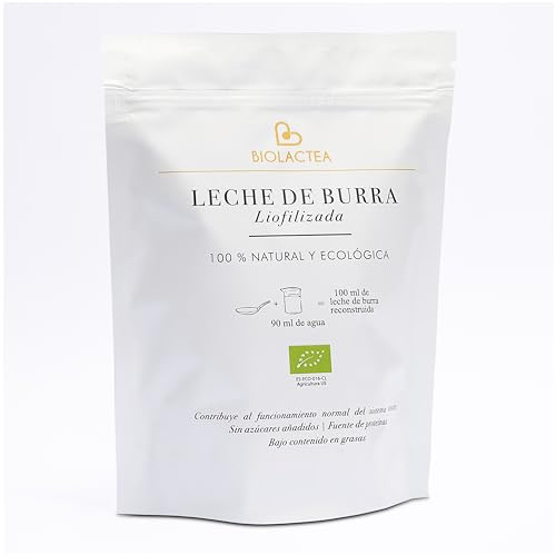 Biolactea - Leche de Burra en Polvo 180 gr - Leche en Polvo Pasteurizada y Liofilizada - Bebida Ecológica para Todas las Edades - Fuente Rica en Proteínas - Refuerza el Sistema Inmunológico