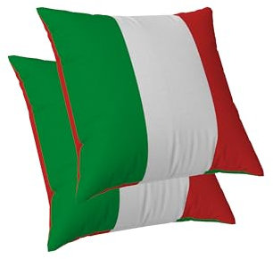 ggaimwf Flagge Kissenbezug Italien-Flagge Kissenbezüge Patriotisch Kissen für Sofa Leinenquadrat Kissenbezüge Startseite Dekorativer Kissenbezug Stuhl Schlafzimmer Wohnzimmer 40x40cm 2er-Set