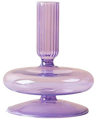 BEIJIALY Bougeoirs en Verre, Bougeoirs en Verre, Bougeoirs Coniques en Verre, Bougeoirs Coniques en Verre Ondulé, Décoration de Vase en Verre pour Centre de Table de Mariage, Fête à la(Violet 1)