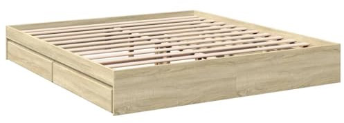 vidaXL Bettgestell, Bett mit Schubladen für Schlafzimmer, Bettrahmen mit Lattenrost, Schlafzimmerbett Doppelbett, Sonoma-Eiche 180x200cm Holzwerkstoff