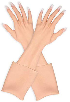 LCUPPON Silicone Femminile Mano A Vita in Silicone Mano per Mostrare Gioielli Scherzi Halloween Props (Tan, with fingernail)