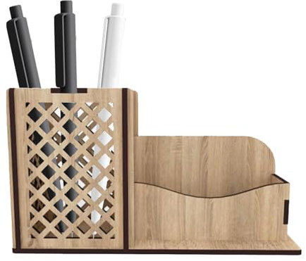 Sirseon Porte-cartes de visite en bois, porte-cartes de visite stylo, Tasses porte-stylos et crayons, Présentoir de carte de visite élégant et moderne, fournitures de stockage de bureau