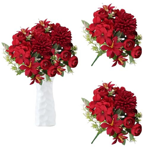 astylishome Kunstblumen Deko Künstliche Blumen mit Stielen für DIY Hochzeits Brautsträuße Babydusche Blumengesteck Tischdekoration Heimdekorationen 1015