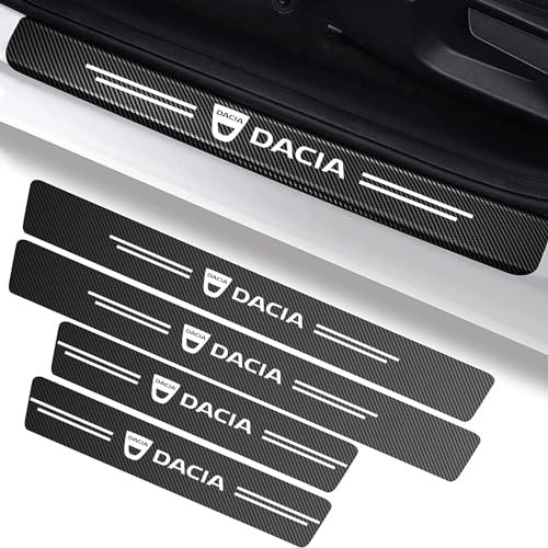 Auto Türschweller Schutz für Dacia Lodgy Stepway facelift 2017,Auto Einstiegsleisten Tür Kohlefaser Schritt Schutz Leisten Abdeckung Kantenschutz Pedal Zubehör mit Emblem logo Auto Verschleißteile