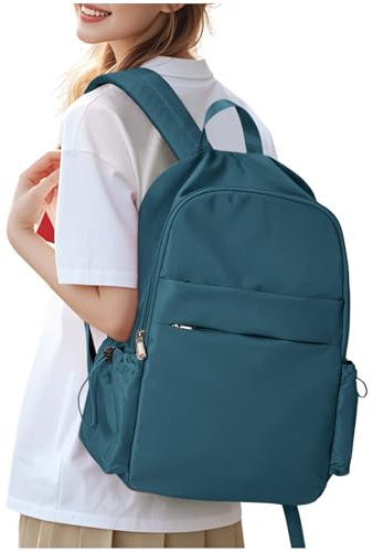 WEPLAN School Backpack Womens Backpack for Teenage Girls Boys College Rucksack Lightweight Secondary High School Bags Casual Travel Daypack College 14 Inch Laptop Rucksack Water Resistant,Peacock Blue