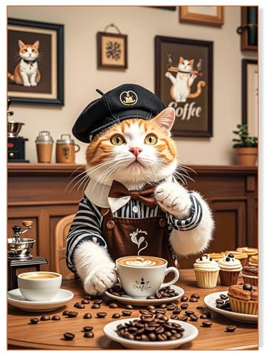 Fishwisdom 500 Pieces Jigsaw Puzzles for Adults and Teens and Kids Family Happy Gift Idea Cats Selfie (Cat Barista)