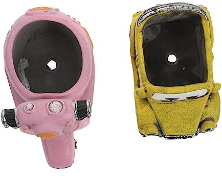 MOBUTOFU 2 Stück Retro Auto Blumentöpfe aus Zement für Sukkulenten Gelb Rosa 13,5 X 8,5 X 7cm Dekorative Pflanzgefäße für Büro Balkon Wohnraum