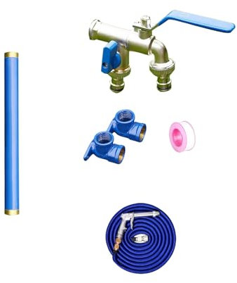 Freistehender Garten-Wasserhahn-Brunnen für den Außenbereich, 40 cm, ideal zum Bewässern und Waschen, Blau