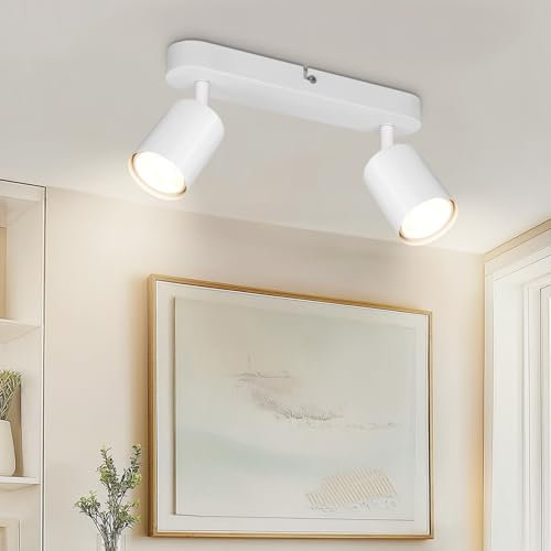 VEKIDOT LED Deckenleuchte 2 Flammig, Deckenstrahler Schwenkbar, Deckenlampe Weiß GU10, Deckenleuchte Spot Modern, Deckenspots für Küche, Schlafzimmer, Wohnzimmer (Ohne Leuchtmittel)