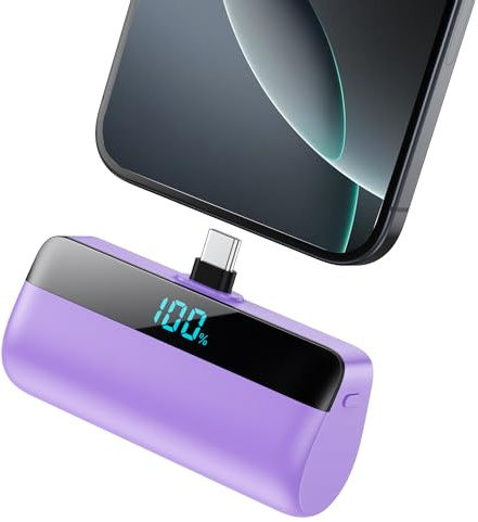 Mini Power Bank 5200mAh for iPhone 15/16,[2025 Upgraded] PD USB C Fast charging portable charger, Compact LCD Display Battery Pack Compatible with iPhone 16/16 Pro Max/15 Series,Galaxy,Android etc