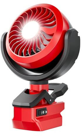 GGiking M18 Akku Clip-Ventilator für Milwaukee 18V Kabelloser Lüfter Ventilator 180°C schwenkbarer Kopf und 2 Geschwindigkeiten für Outdoor/Camping/Grillen usw (nur Werkzeug)
