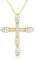 FANCIME 14K Gold Vergoldete Kreuz Anhänger Kette Damen, Damen Halskette mit Funkelnde Zirkonia aus 925 Sterling Silber, Schmuck für Frauen Kinder, Verstellbar Kettenlänge: 40 + 5 cm