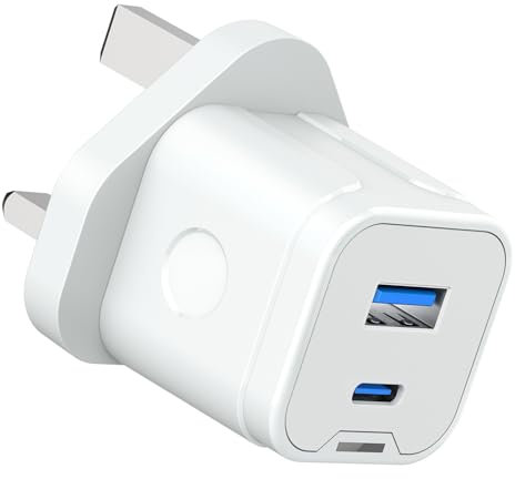 USB C Plug Fast Charge,2 Pack New Apple iPhone Fast Charger Plug Type-C and USB Dual Port USBC Plug Adaptor UK Quick Charging for i Phone 16e 16 16 Pro 15 14 13 12 11 Pro Max XS XR SE,iPad A16,Watch