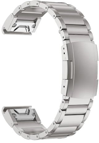 HUTBUVEAW Cinturino in Lega di Titanio da 22 mm for Cinturino in Metallo Garmin Fenix ​​5/5 Plus/6/6 PRO for Bracciale/MARQ Driver/Forerunner 945(Sliver)