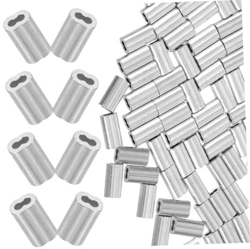 Didiseaon 100pcs 1.0mm Double Hole Aluminum Sleeve Wire Rope Crimps Cable Sleeves Ferrule Crimping Tool Kit for Throttle Cable Ends and Wire Rope Repair