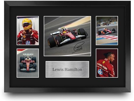HWC Trading Lewis Hamilton Ferrari Regali Stampati Autografo Firmato Immagine Per F1 Formula 1 Corse Tifosi - A3 Incorniciato