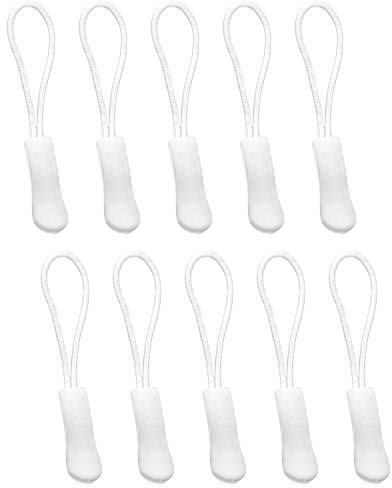 LHZHLE Zip Pull Replacement for Suitcase: 10 Pcs White Zipper Pulls Cord for Bags Jacket Luggage