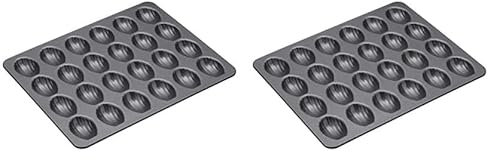Master Class Plaque en acier carbone avec 24 mini moules à madeleines, Gris (Lot de 2)