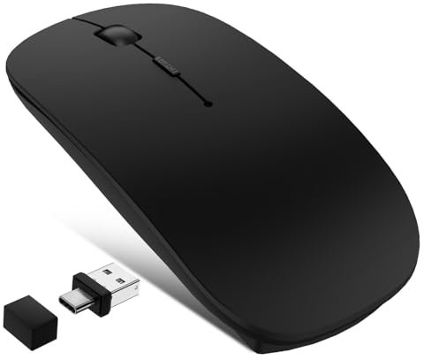 Azmall Kabellose Bluetooth Maus für iPad Pro/MacBook/Laptop/PC/Computer, Wiederaufladbare Maus Kabellos mit Jiggler Mouse beweger, 3 Adjustable DPI Level Tragbare schlanke leise Büromäuse - Schwarz