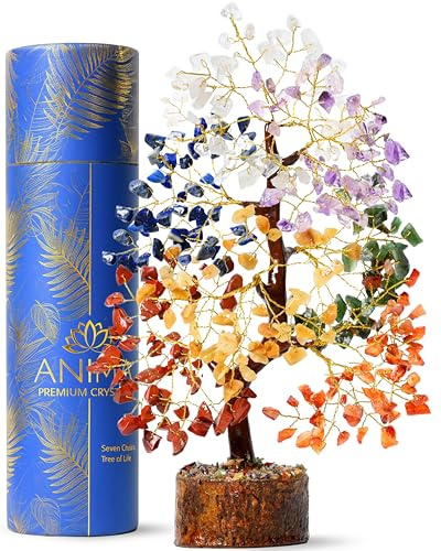 Albero della Vita dei 7 Chakra con Pietre Naturali – Albero Energetico per Armonia, Guarigione e Meditazione – Idea Regalo Mamma Compleanno –Cristalli Curativi e Soprammobile Spirituale – Fatto a Mano