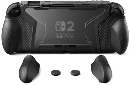 playvital Funda Protectora con Agarre Intercambiable para Nintendo Switch 2 (2025), Carcasa TPU Dockable con Tapas para Joysticks, Accesorios Antigolpes - Serie Beyond-Grip (Negro)