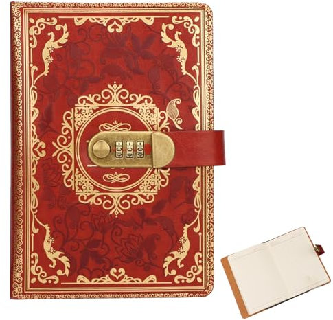 DAZZTIME Journal Intime avec Cadenas,A5 Journal en Cuir PU,Agenda avec Cadenas,Serrure à Combinaison Cahier,200 Pages,Papier 100 ²,Carnet de Notes pour Filles et Femmes