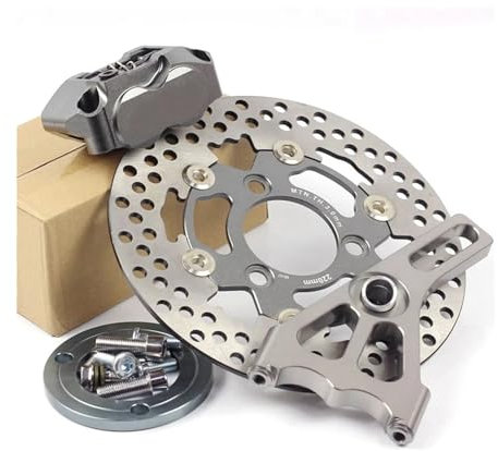 MEUIXT Pinza Freno da 82 mm for Scooter Elettrico con Staffa Adattatore e Disco da 220 Compatibile con Kit Freno a Disco Posteriore Aerox BWS RSZ Force(Titanium 1 Set)