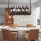 [en.casa] Casier à Vin Suspendu au Plafond Support de Verre avec Étagère et Crochets Doubles Rangement pour Bouteilles Porte-Boissons Industriel Robuste Métal MDF 80 x 30 x 65 cm Noir Effet Noyer