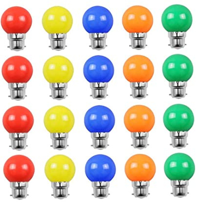 legtovt LED Colored Bulbs B22 Bayonet Lighting Bulb Multicoloured Mini Golf Ball Bulbs 20PCSB22 Bayonet Light Bulb