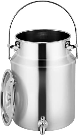 RSBFER Milchkanne aus Edelstahl 304 mit Zapfhahn, auslaufsicherer Getränke- und Flüssigkeitsspender, tragbar mit Griff, für Milch, Wein, Öl, Tee,10L