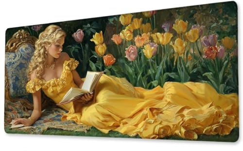 Mousepad Großes Gaming Mauspad XXL Frauen 1600x800x3 mm Schreibtischunterlage rutschfeste Gummibasis Wasserdicht und Langlebig Tastatur Unterlage für Gaming,Büro,Zuhause Extra Vernähten Kanten zj-378