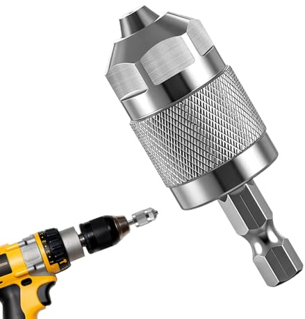 Bohrfutter ohne Schlüssel – Zubehör 6 mm | Schnellwechsel-Konverter mit | Schaft und 3 Backen – für die Metallbearbeitung, Heimwerker, Akkuschrauber, Werkzeuge