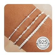 Diamday 3 Stück Armband Damen Silber 925 Armband Gold Silber Armbänder Set | Verstellbare Armbänder Damen Mit Cubic Zirkonia Stapelbare Kettenarmband Armband Silber 925 Schmuck für Damen