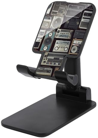 FekiLoot Boombox_75800211 Dual Folding Mobile Phone Stand Vintage Wall of Radio Boombox_75800211 Foldable Adjustable Desktop Phone Holder Compatible with All Phones 4-13 Inches